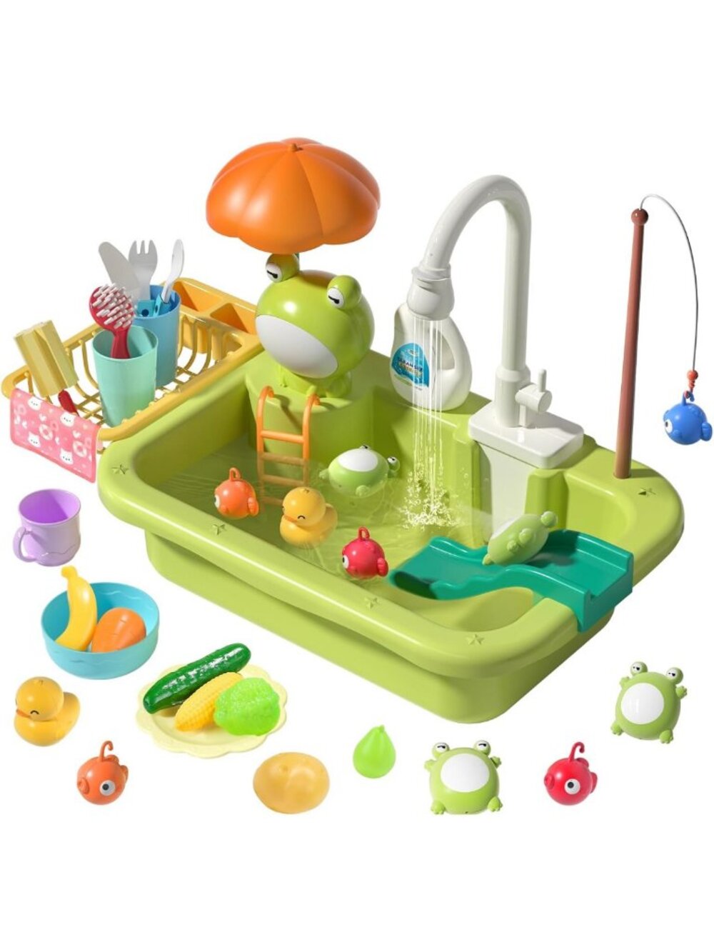 Interactive Play Sink with Running Water, Electric Faucet & Kitchen Toy
